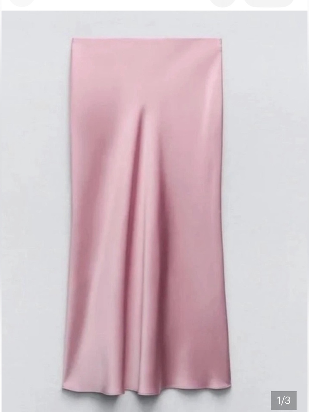 Zara Pink Satin Bias-Cut Midi Skirt